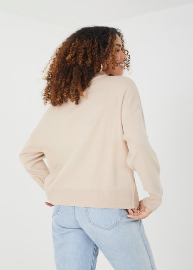 Brave Soul Stone 1/2 Zip Knitted Jumper