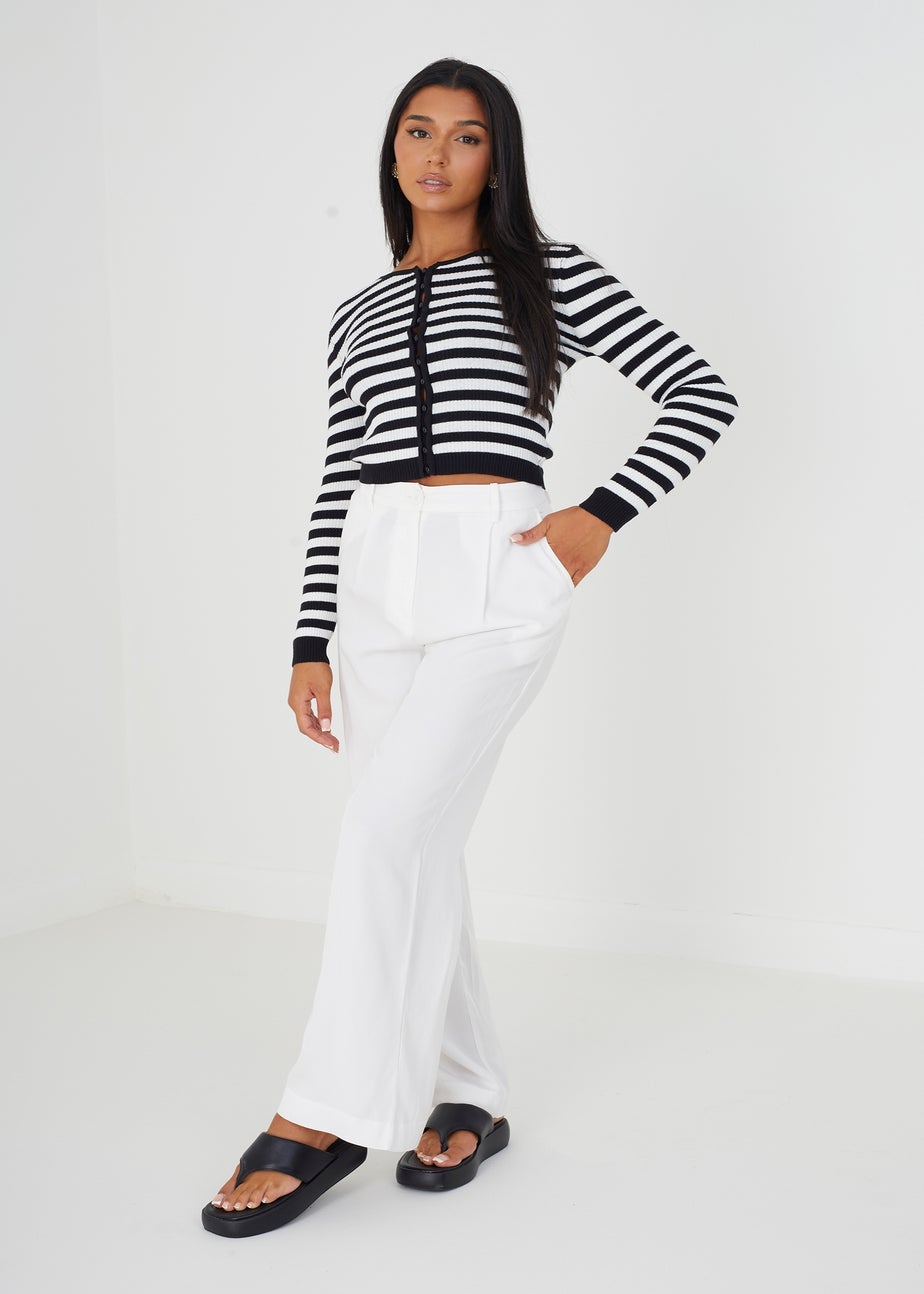 Brave Soul Ivory Ribbed Knitted Cardigan