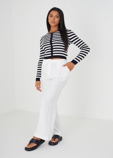 Brave Soul Ivory Ribbed Knitted Cardigan