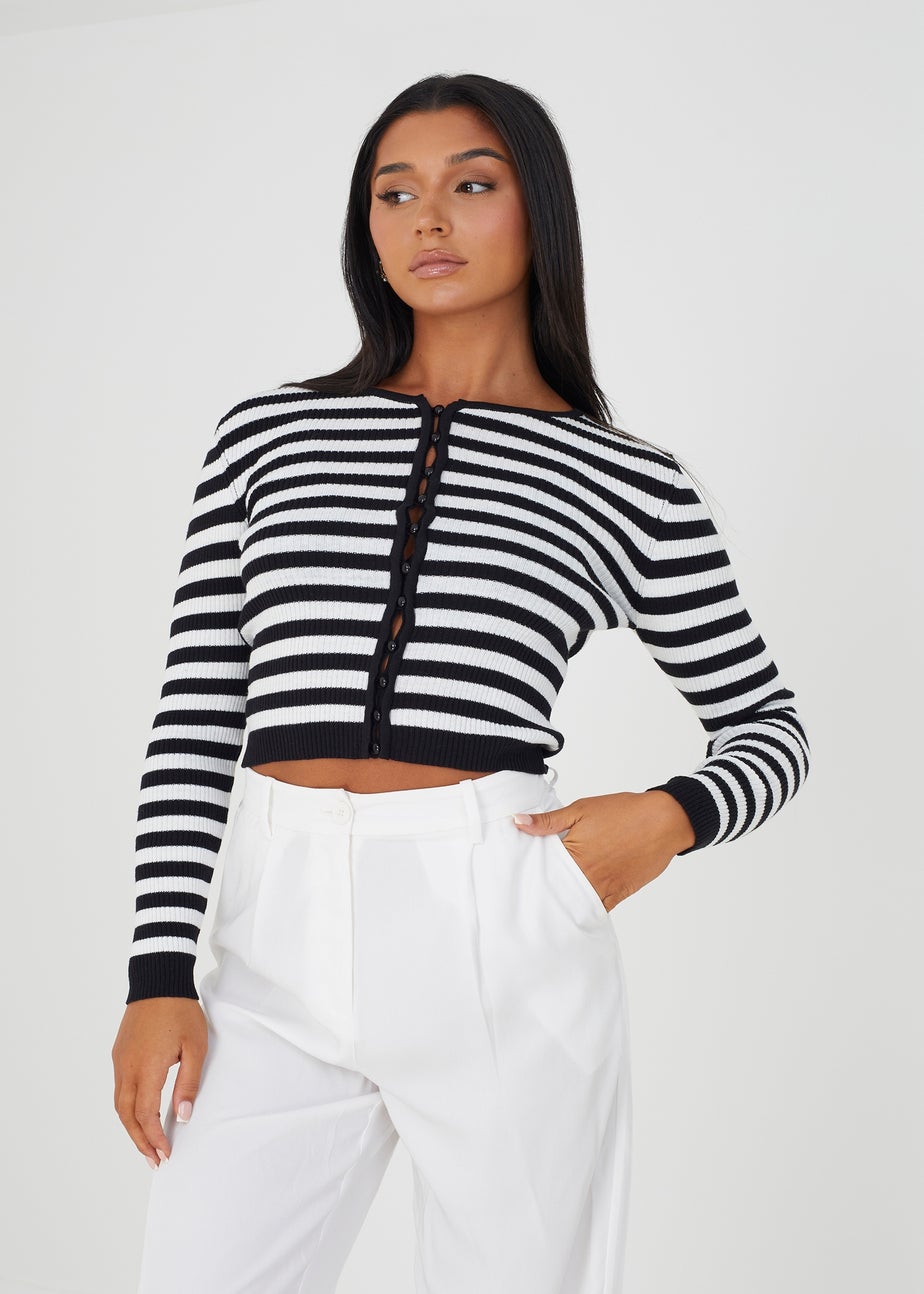 Brave Soul Ivory Ribbed Knitted Cardigan