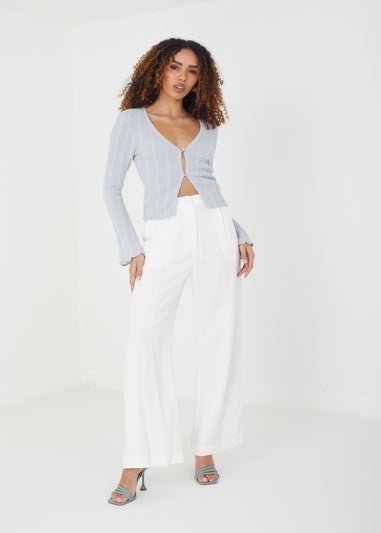 Brave Soul Grey Ribbed Knitted Cardigan with Wide Sleeve