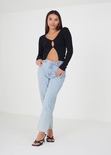 Brave Soul Black Ribbed Knitted V-Neck Cardigan