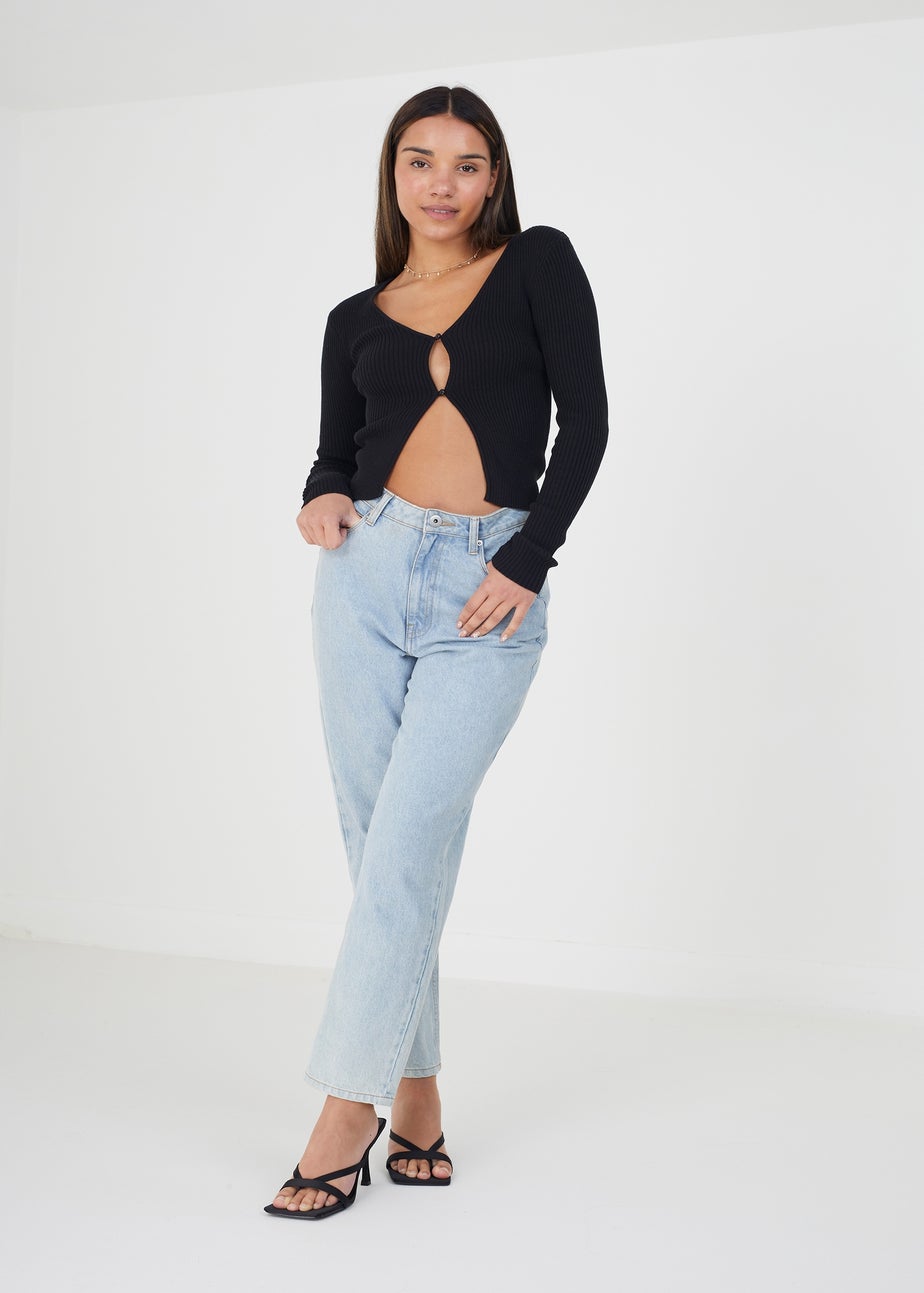 Brave Soul Black Ribbed Knitted V-Neck Cardigan