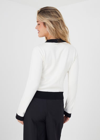 Brave Soul Cream Classic Round Neck Cardigan