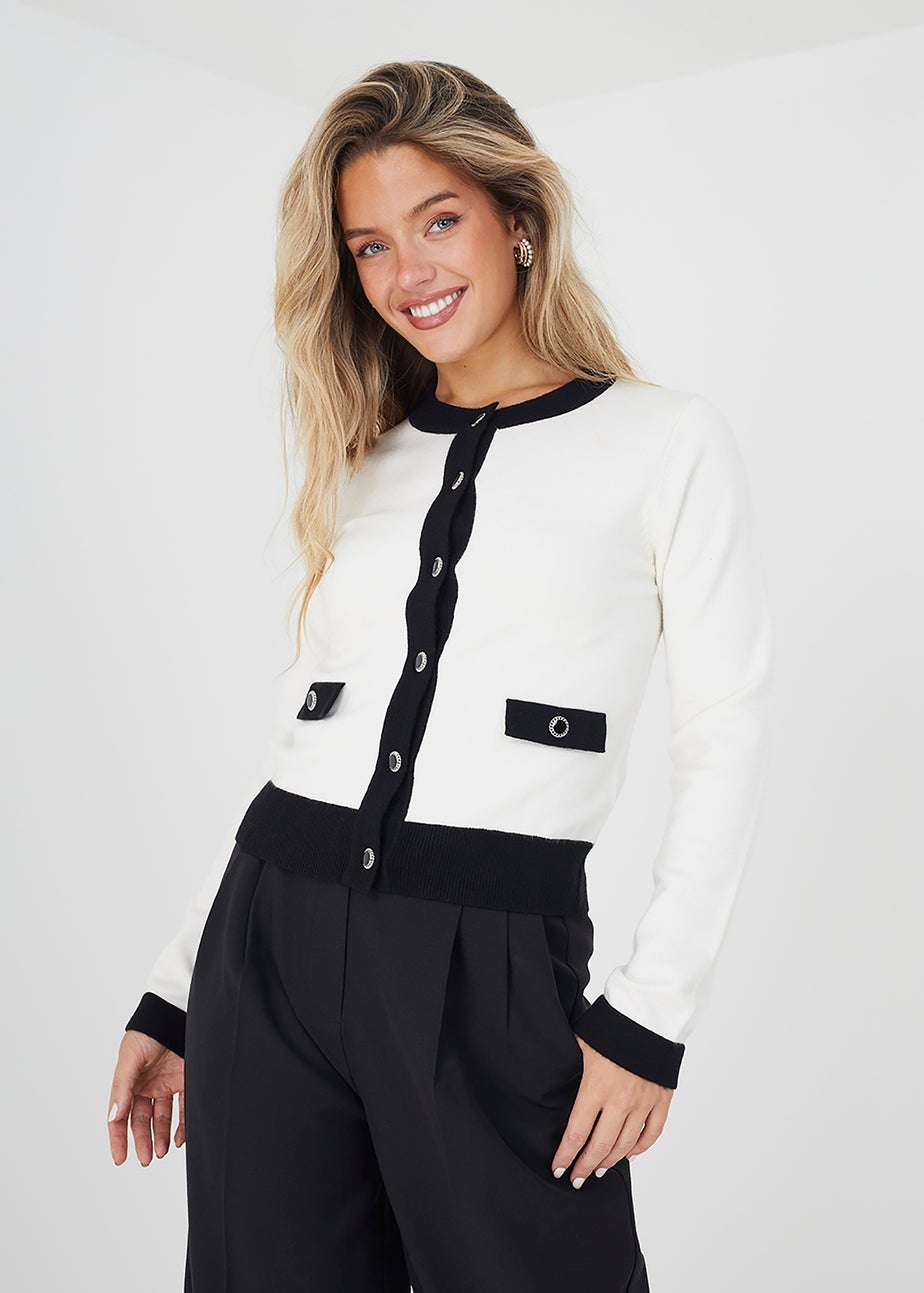 Brave Soul Cream Classic Round Neck Cardigan