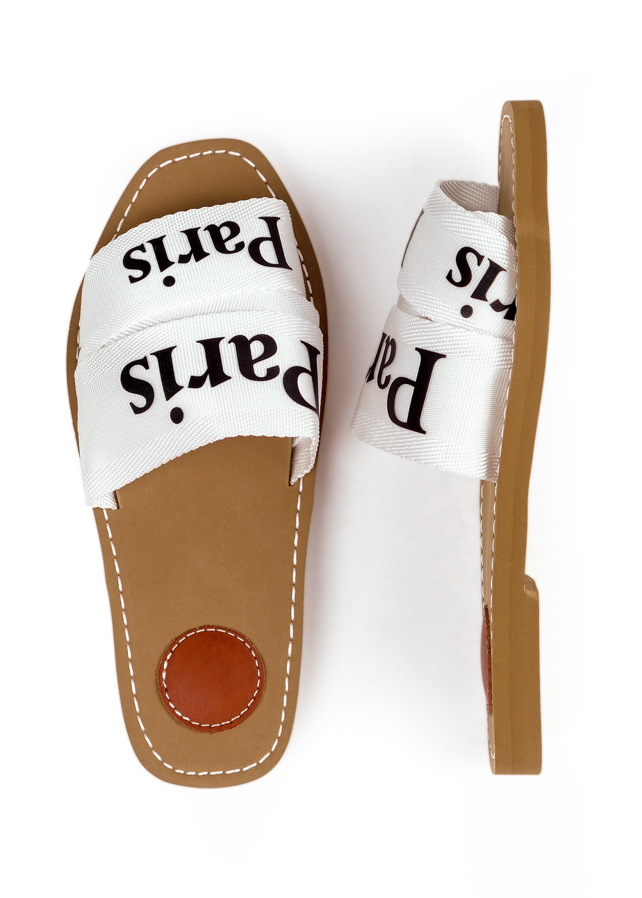 Where's That From White Pu Cobra Flat Sandals