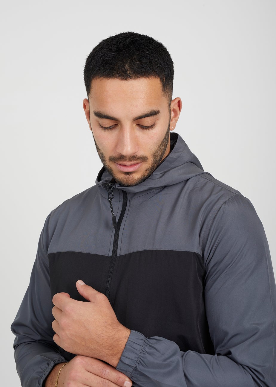 Brave Soul Grey Lightweight Colourblock Windrunner Jacket