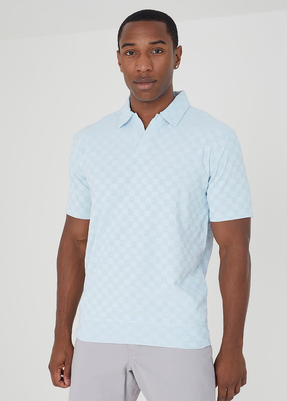 Brave Soul Light Blue Short Sleeve Open Collar Polo Shirt