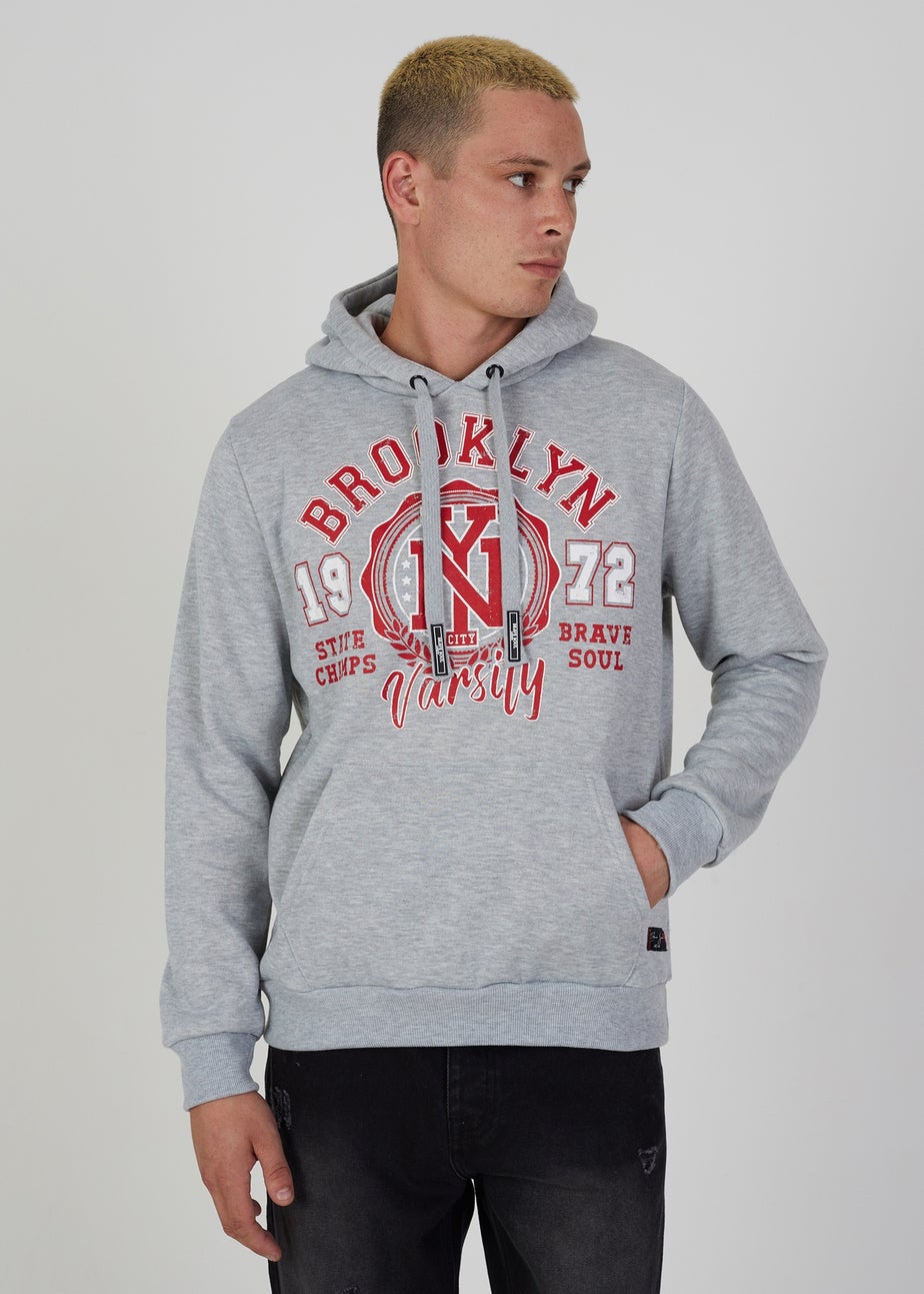 Brave Soul Light Grey Overhead Hoodie