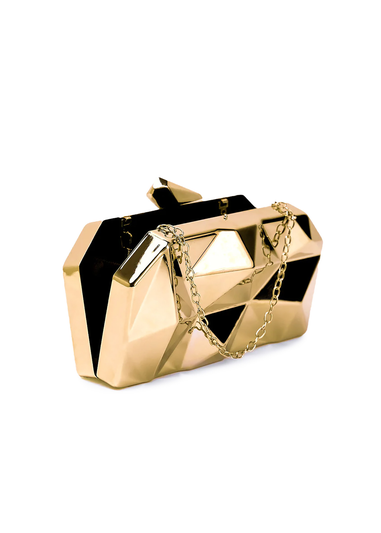 Where's That From Gold Melanie Geometric Pattern Clutch Bag