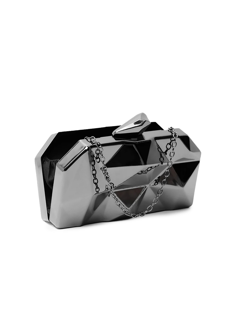 Where's That From Black Melanie Geometric Pattern Clutch Bag