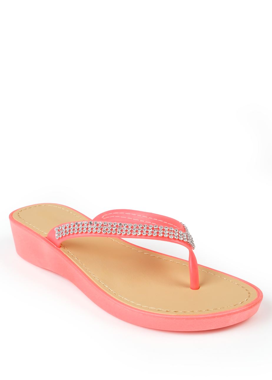 Where's That From Pink Kimora Wedge Flip Flops