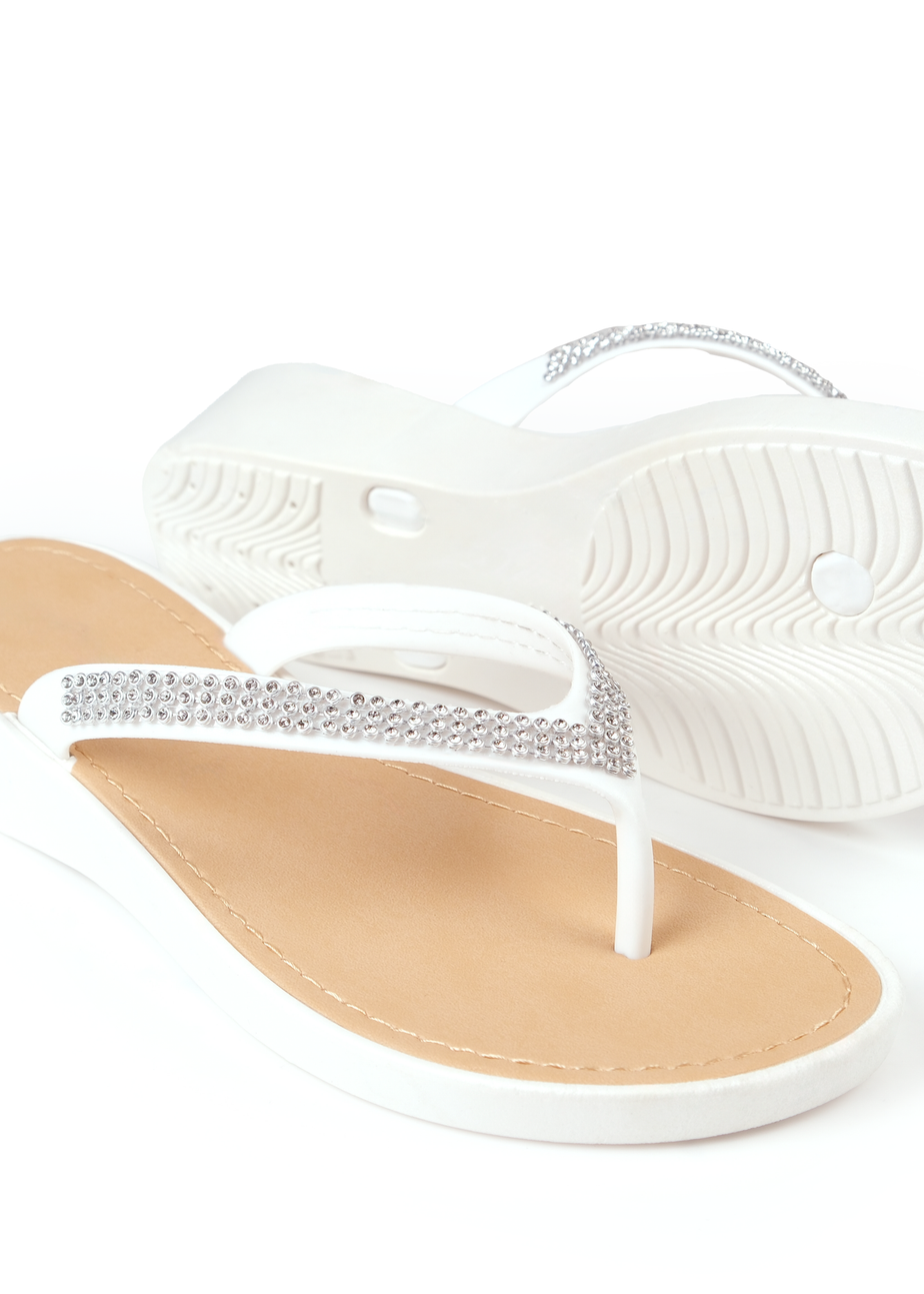 Where's That From White Kimora Wedge Flip Flops