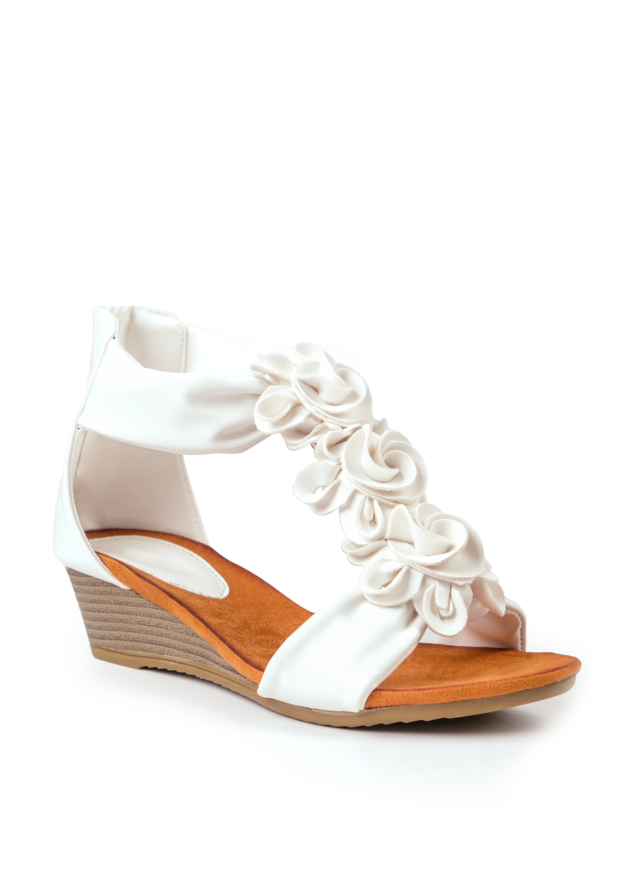 Where's That From White Pu Abilene Low Wedge Heel Sandals