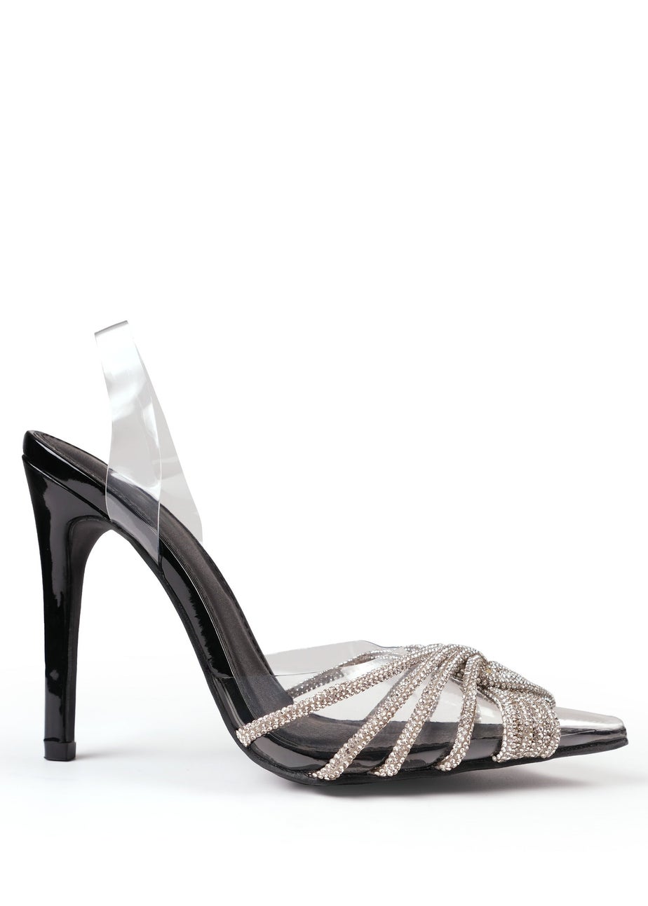 Where's That From Black Vanna Perspex Pointed Toe High Heels