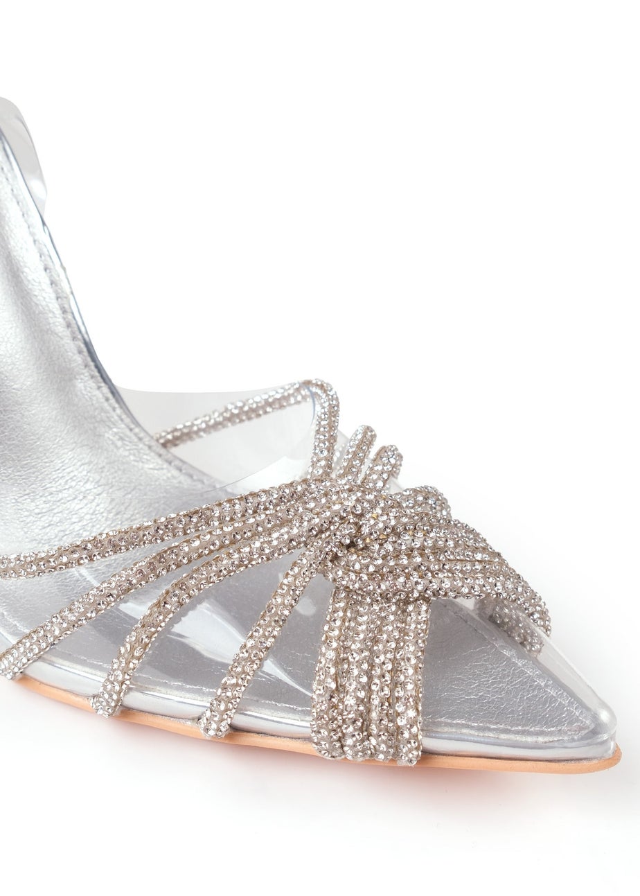 Where's That From Silver Vanna Perspex Pointed Toe High Heels