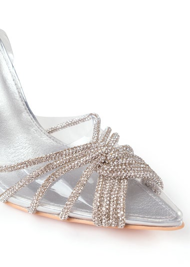 Where's That From Silver Vanna Perspex Pointed Toe High Heels