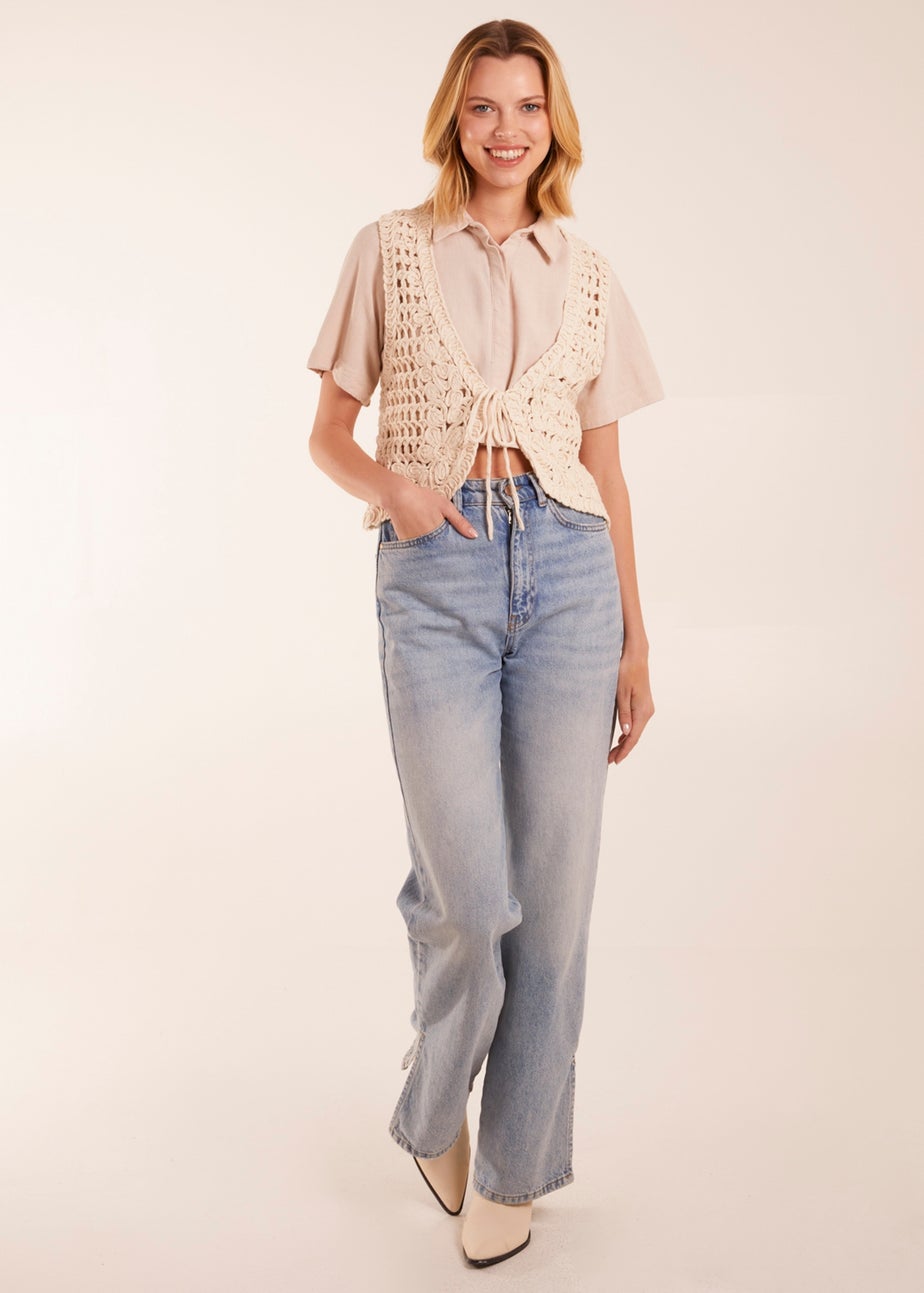 Blue Vanilla Stone Crochet Waistcoat Vest