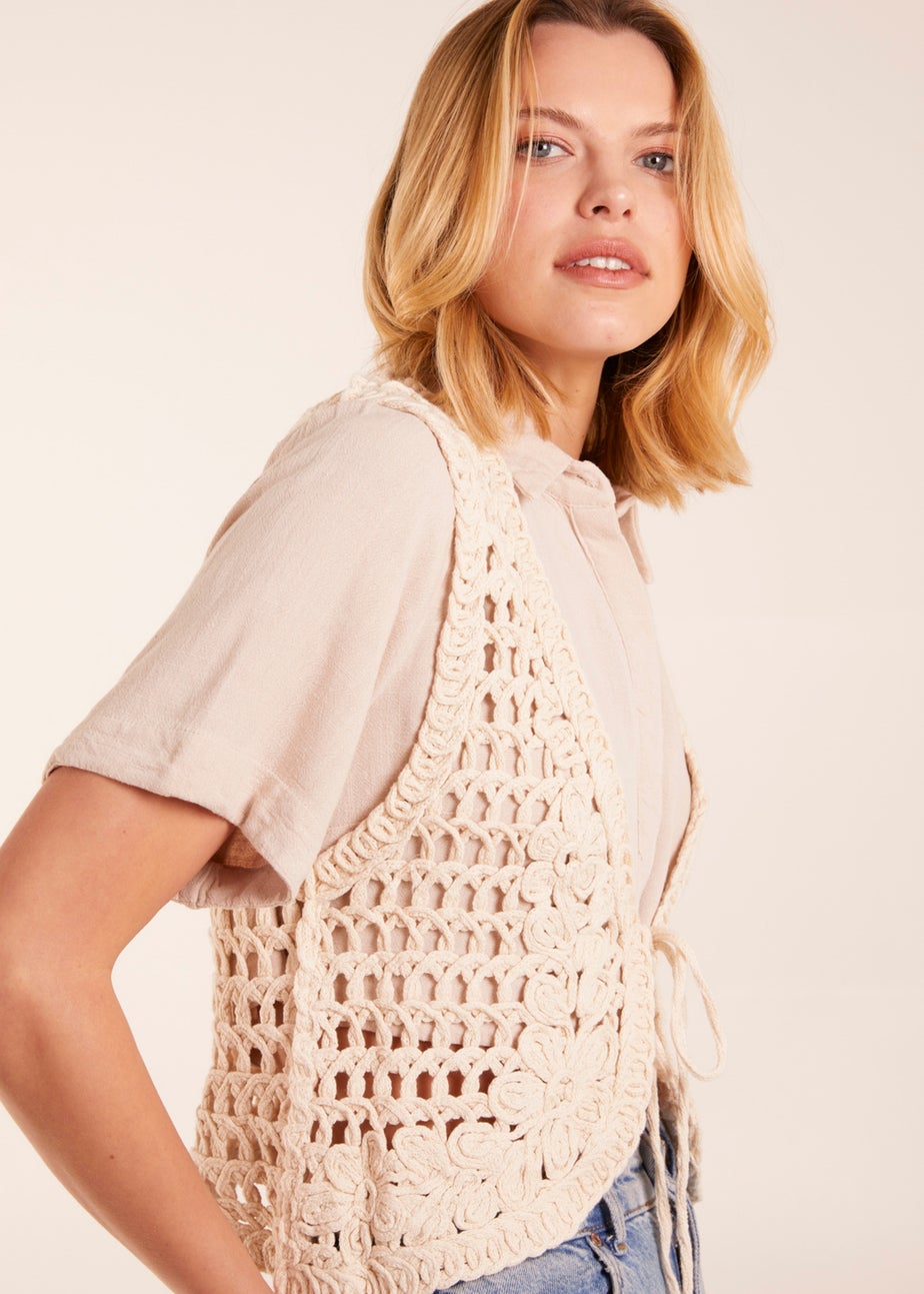 Blue Vanilla Stone Crochet Waistcoat Vest