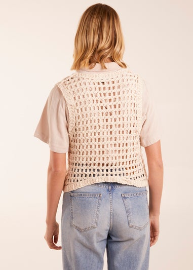 Blue Vanilla Stone Crochet Waistcoat Vest