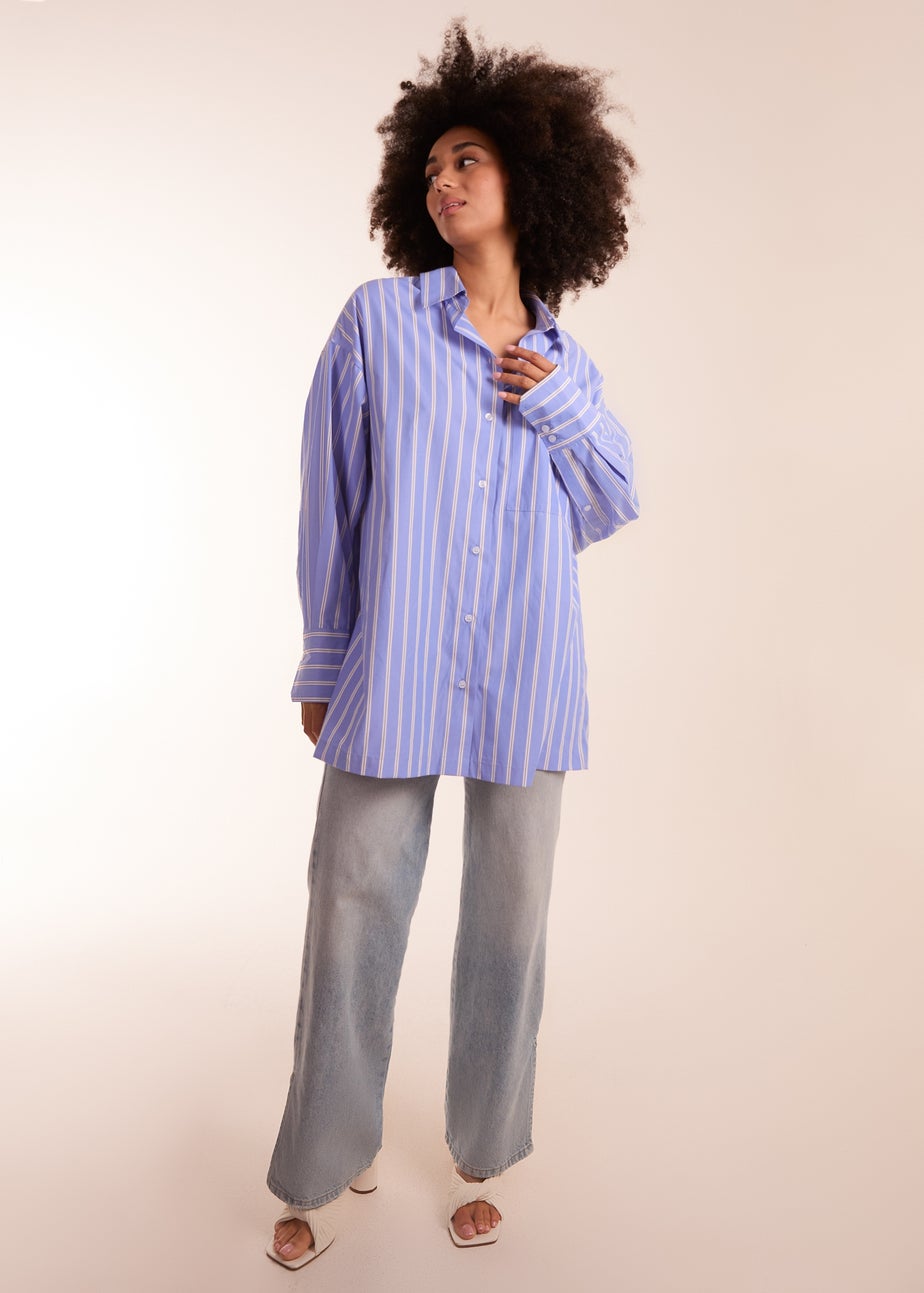 Blue Vanilla Blue Oversized Pinstripe Shirt