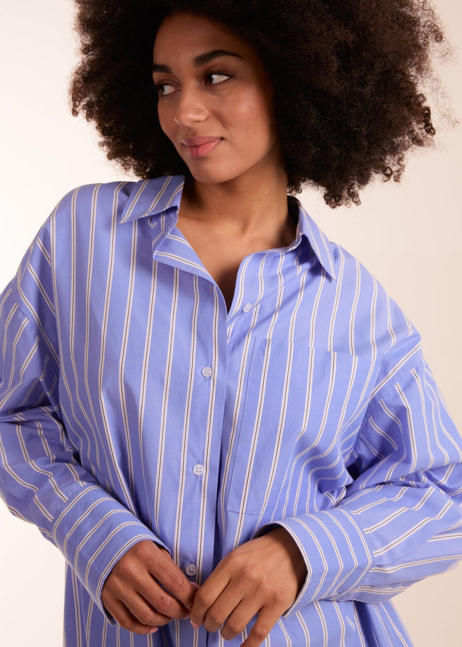 Blue Vanilla Blue Oversized Pinstripe Shirt