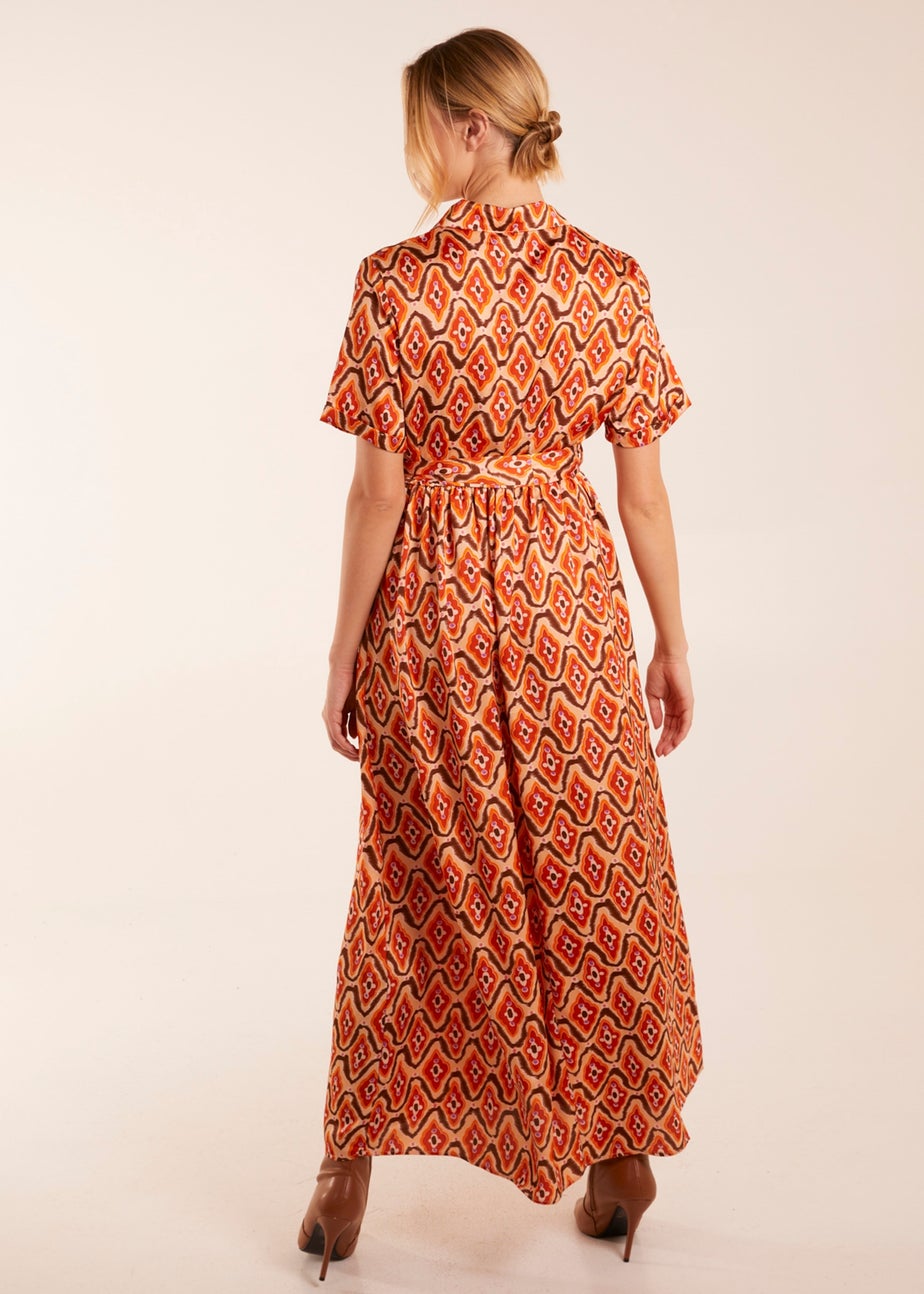 Blue Vanilla Orange Maxi Shirt Belt Dress