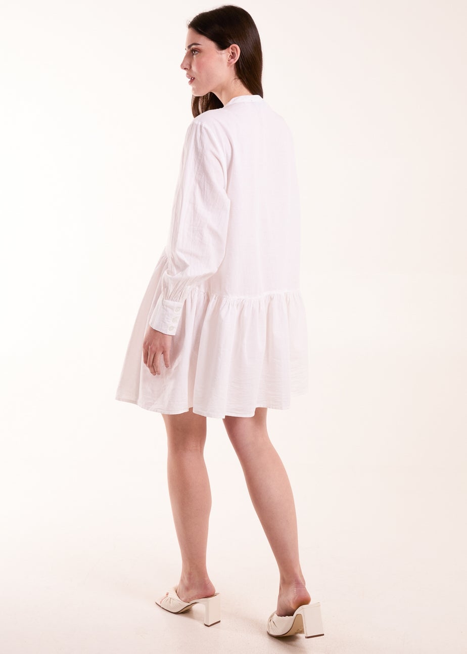 Blue Vanilla White Tiered Shirt Mini Dress