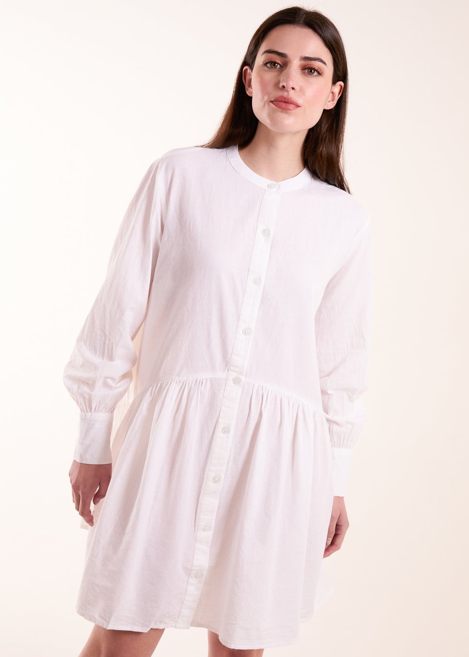 Blue Vanilla White Tiered Shirt Mini Dress