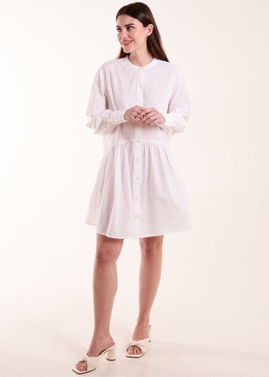 Blue Vanilla White Tiered Shirt Mini Dress