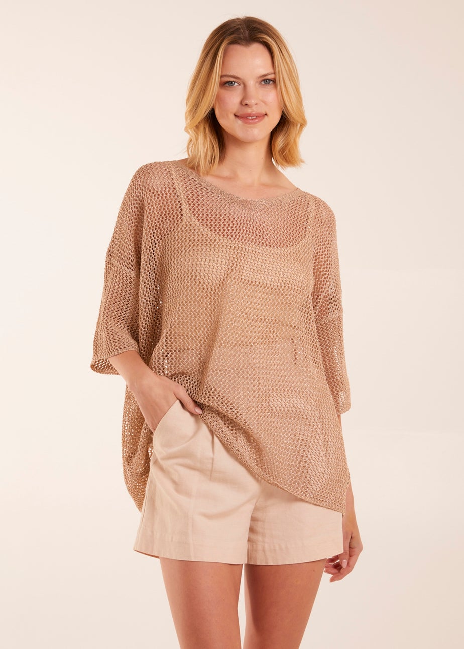 Blue Vanilla Gold V Neck Crochet Top