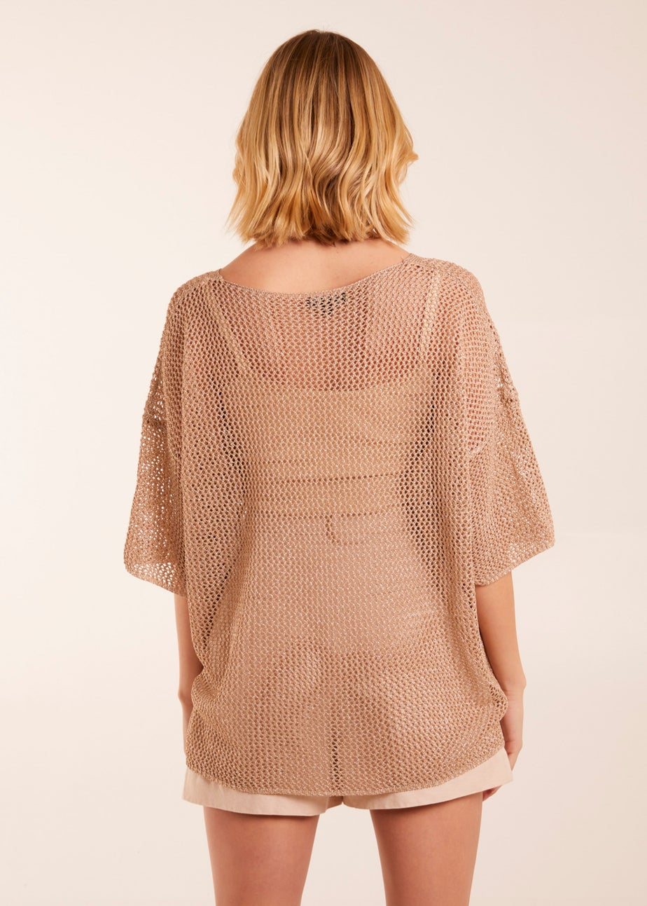 Blue Vanilla Gold V Neck Crochet Top