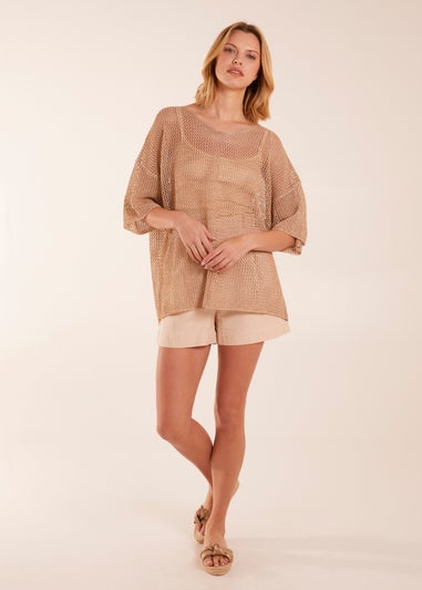 Blue Vanilla Gold V Neck Crochet Top