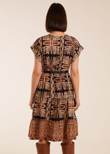 Blue Vanilla Black Tiered Crossover Printed Dress