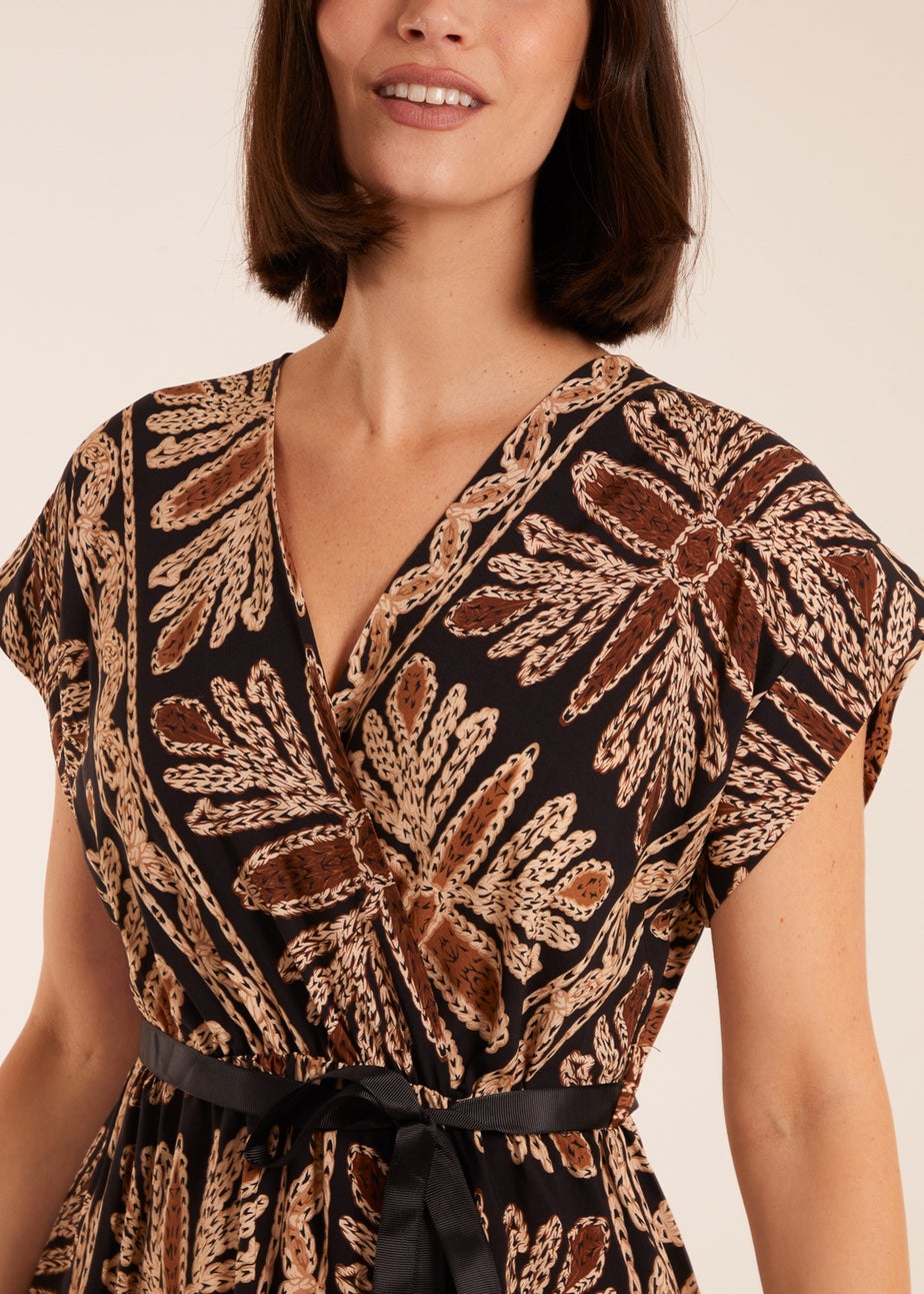 Blue Vanilla Black Tiered Crossover Printed Dress