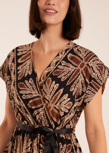 Blue Vanilla Black Tiered Crossover Printed Dress