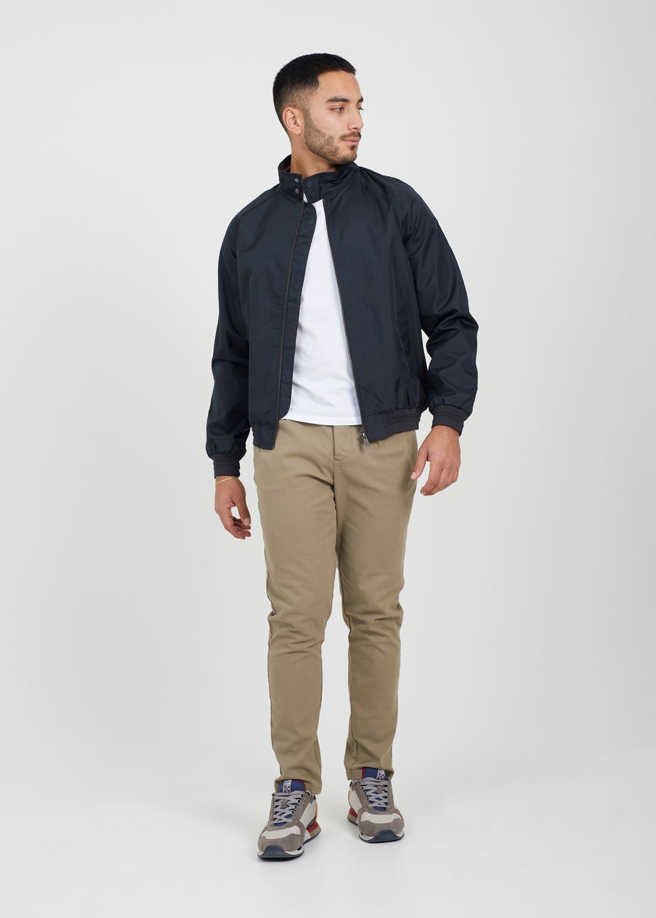 Brave Soul Navy Lightweight High Neck Harrington Jacket