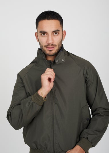 Brave Soul Khaki Lightweight High Neck Harrington Jacket