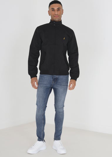 Brave Soul Black Harrington Jacket With Ribbed Cuffs