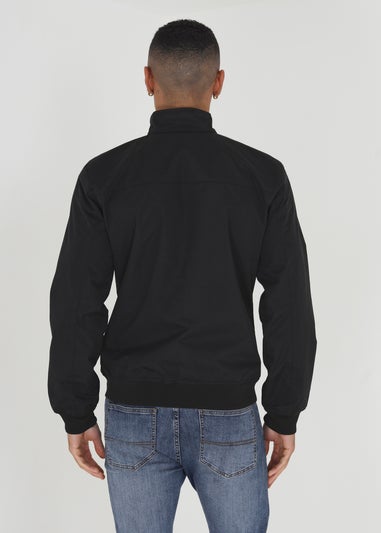 Brave Soul Black Harrington Jacket With Ribbed Cuffs