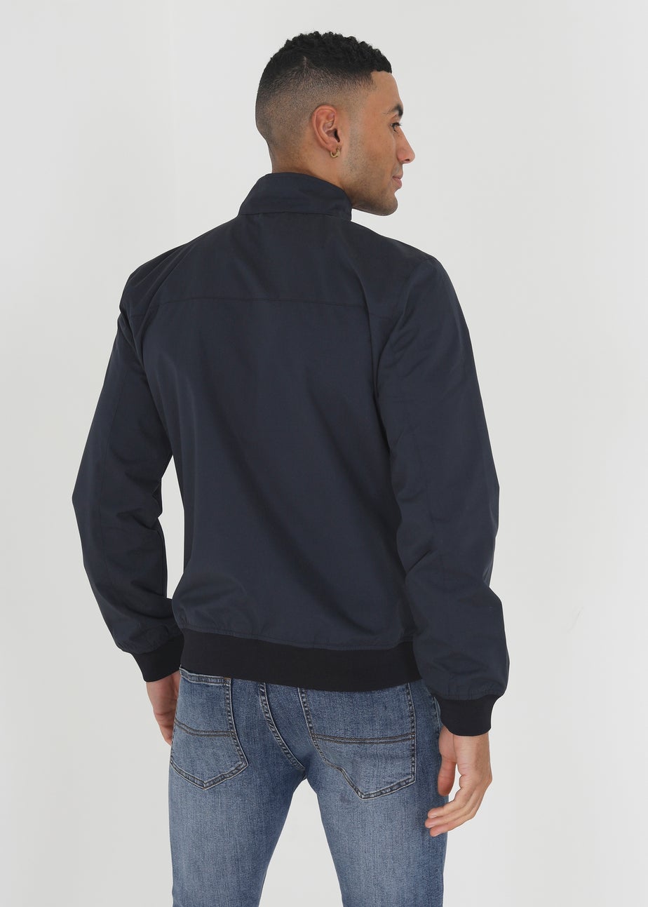 Brave Soul Navy Harrington Jacket With Ribbed Cuffs
