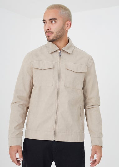 Brave Soul Stone Faux Suede Jacket