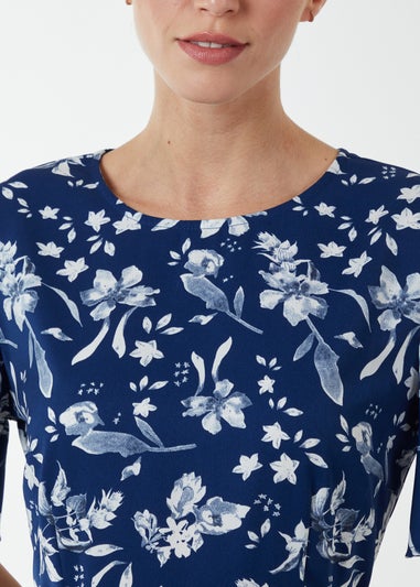 Blue Vanilla Navy Angel Sleeve Asymmetric Tier Midi Dress