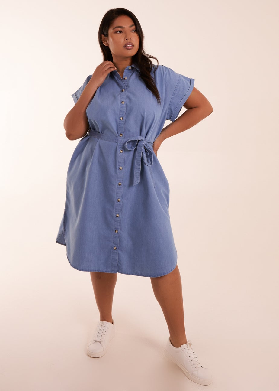 Blue Vanilla Blue Curve Button Front Shirt Dress