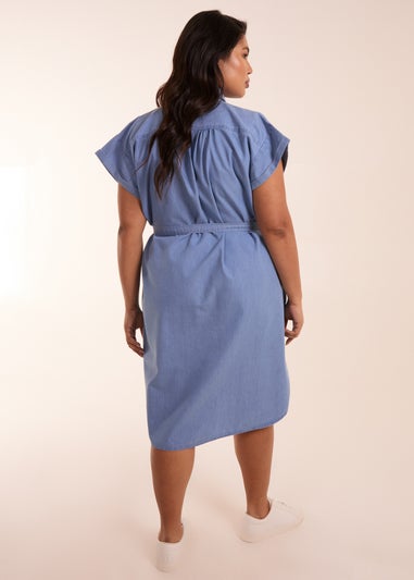 Blue Vanilla Blue Curve Button Front Shirt Dress