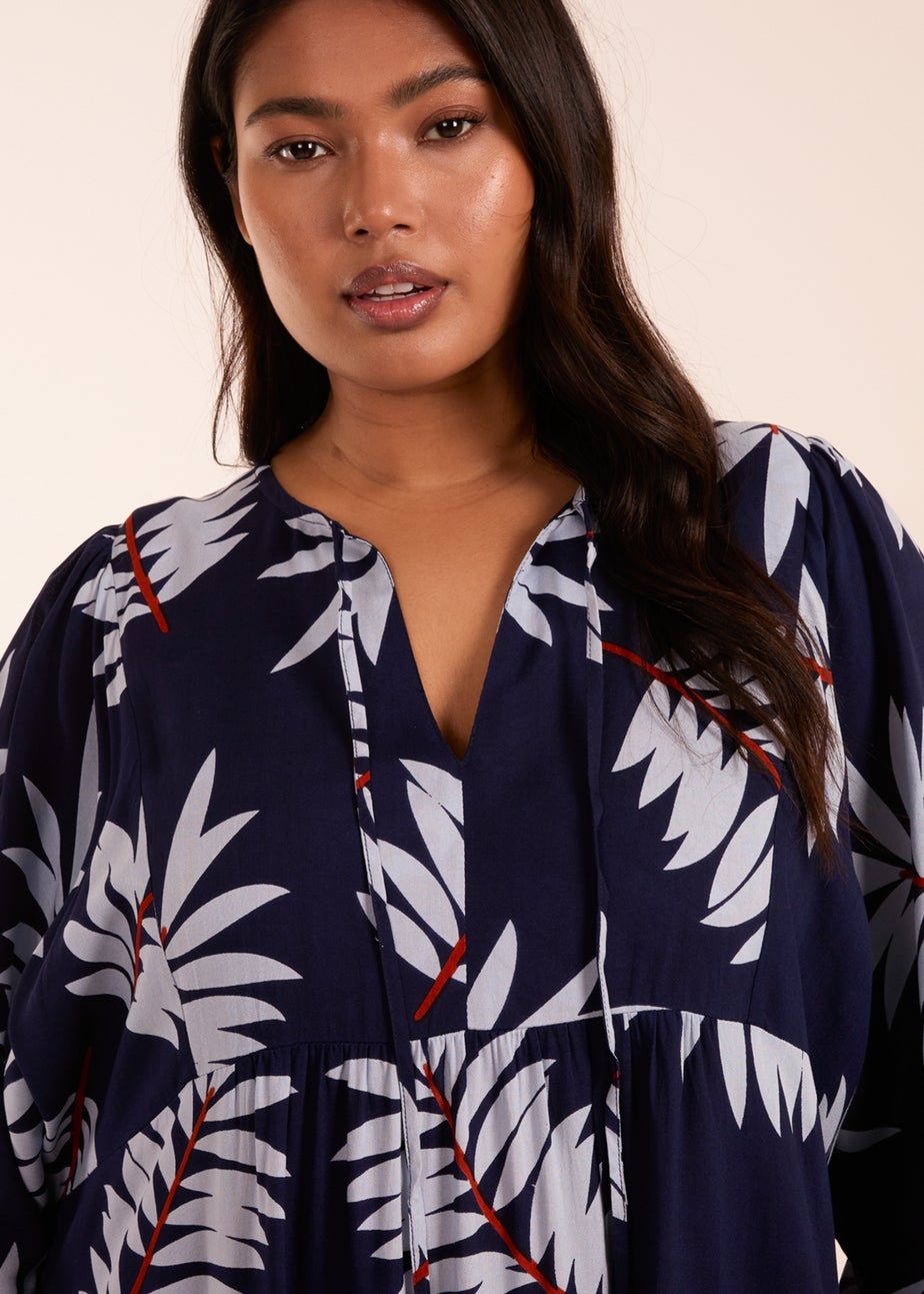 Blue Vanilla Navy Curve Relaxed Floral Maxi Dress