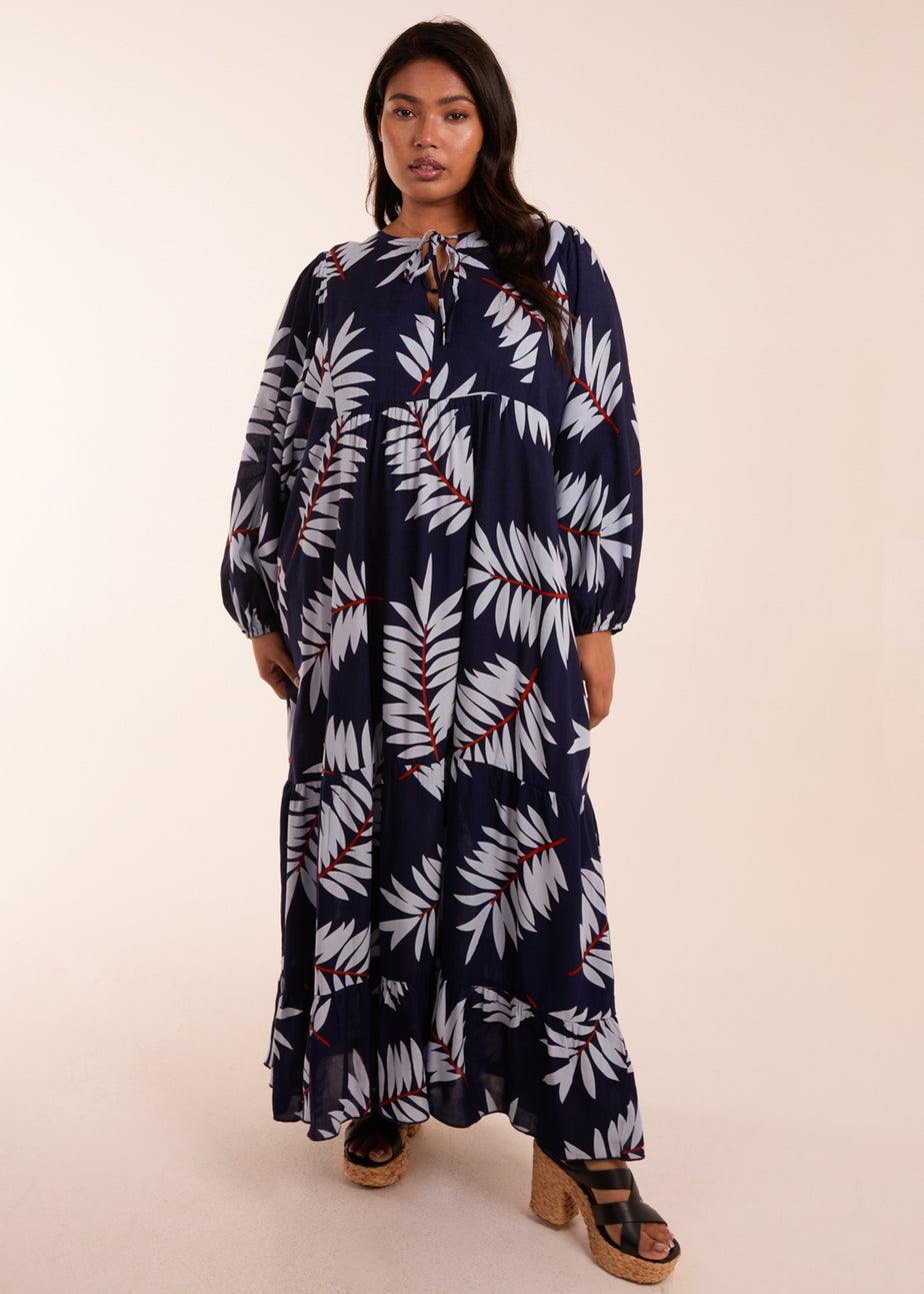 Blue Vanilla Navy Curve Relaxed Floral Maxi Dress