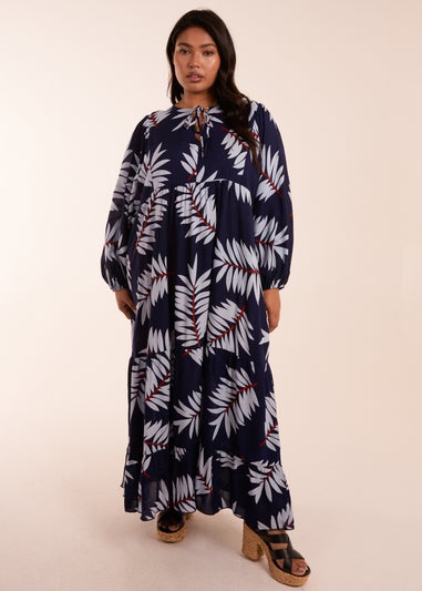 Blue Vanilla Navy Curve Relaxed Floral Maxi Dress