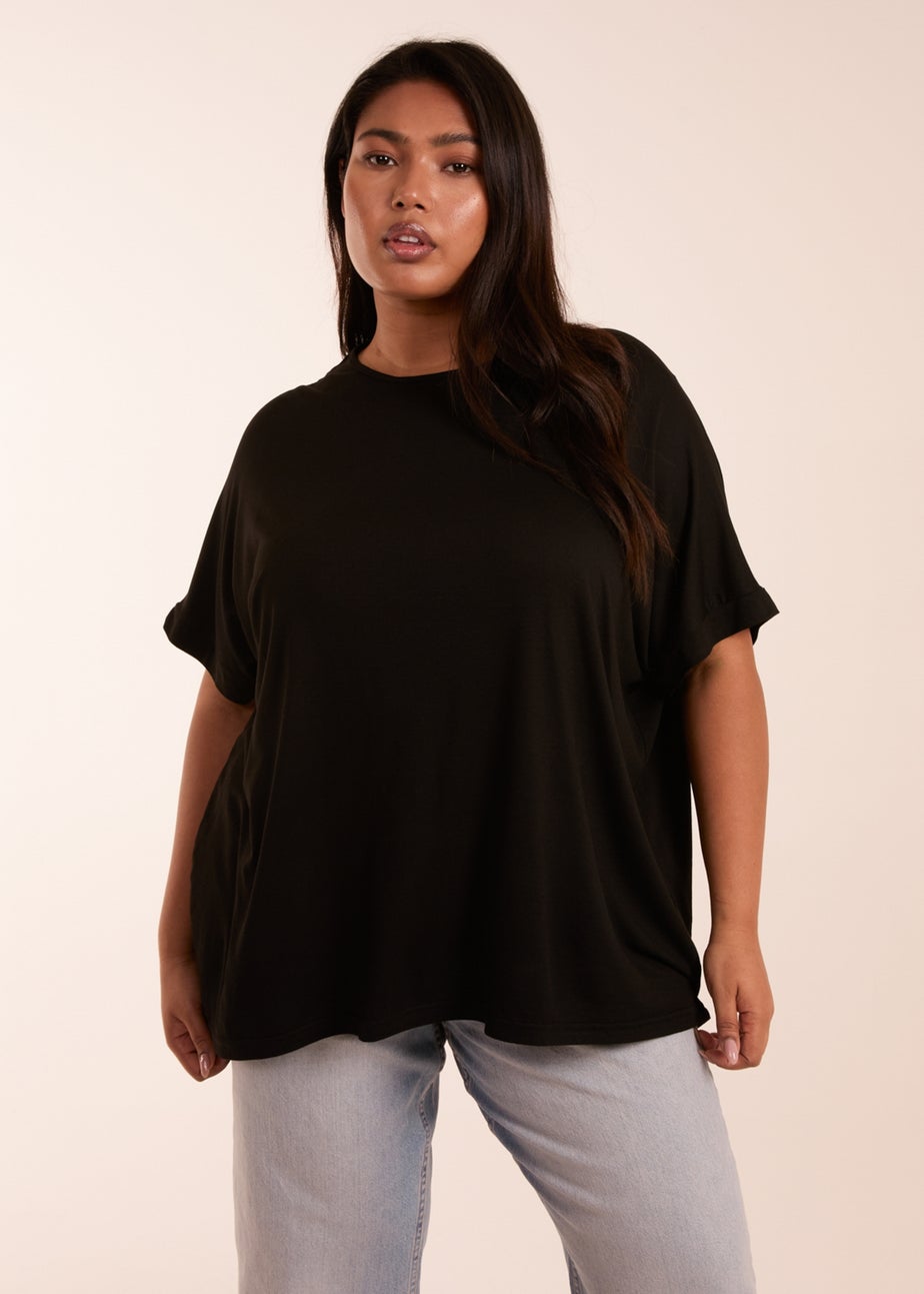 Blue Vanilla Black Curve Floral Crochet Back Top