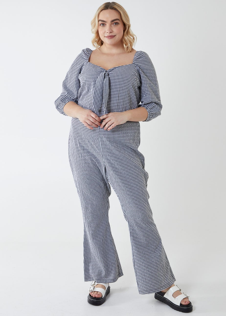 Blue Vanilla Black Curve Gingham Jumpsuit